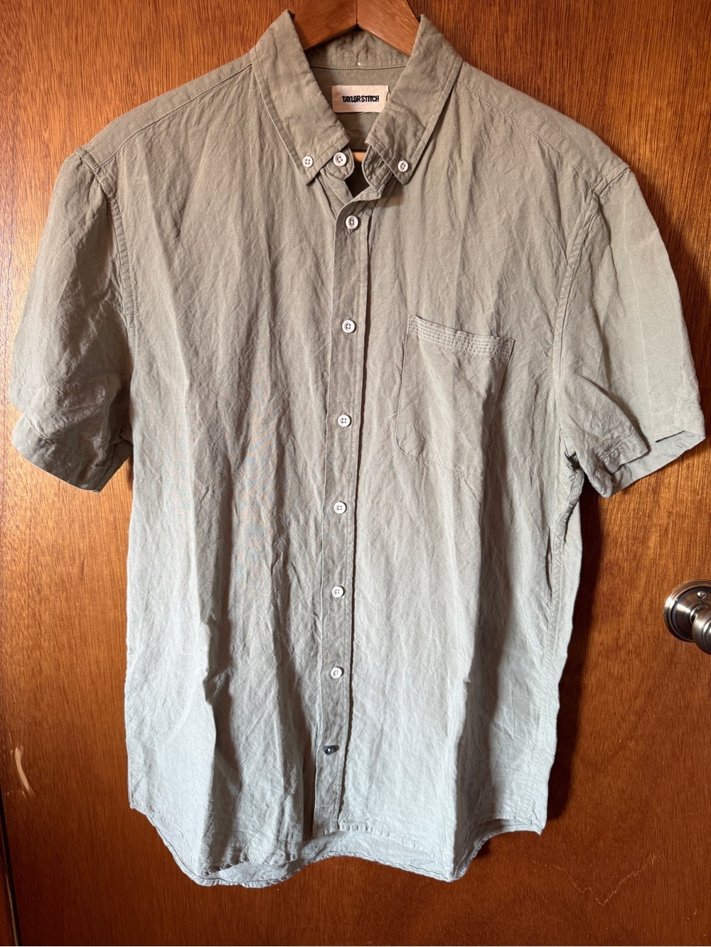 Taylor Stitch The Short Sleeve Jack in Sage & Natural